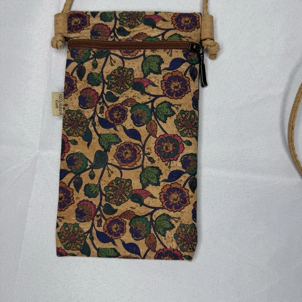 SK Cork Mini Floral Crossbody Purse Flowers Boho Zip Travel Lightweight Festival